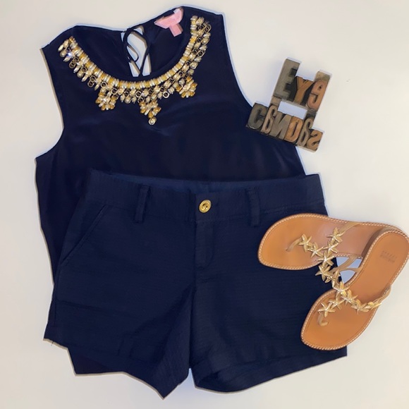 🌴LILLY PULITZER ‘The Callahan Short’ in Textured Chevron in Navy - Picture 3 of 10